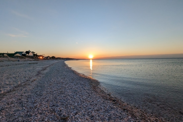 Sunset walk on the beach near our new place